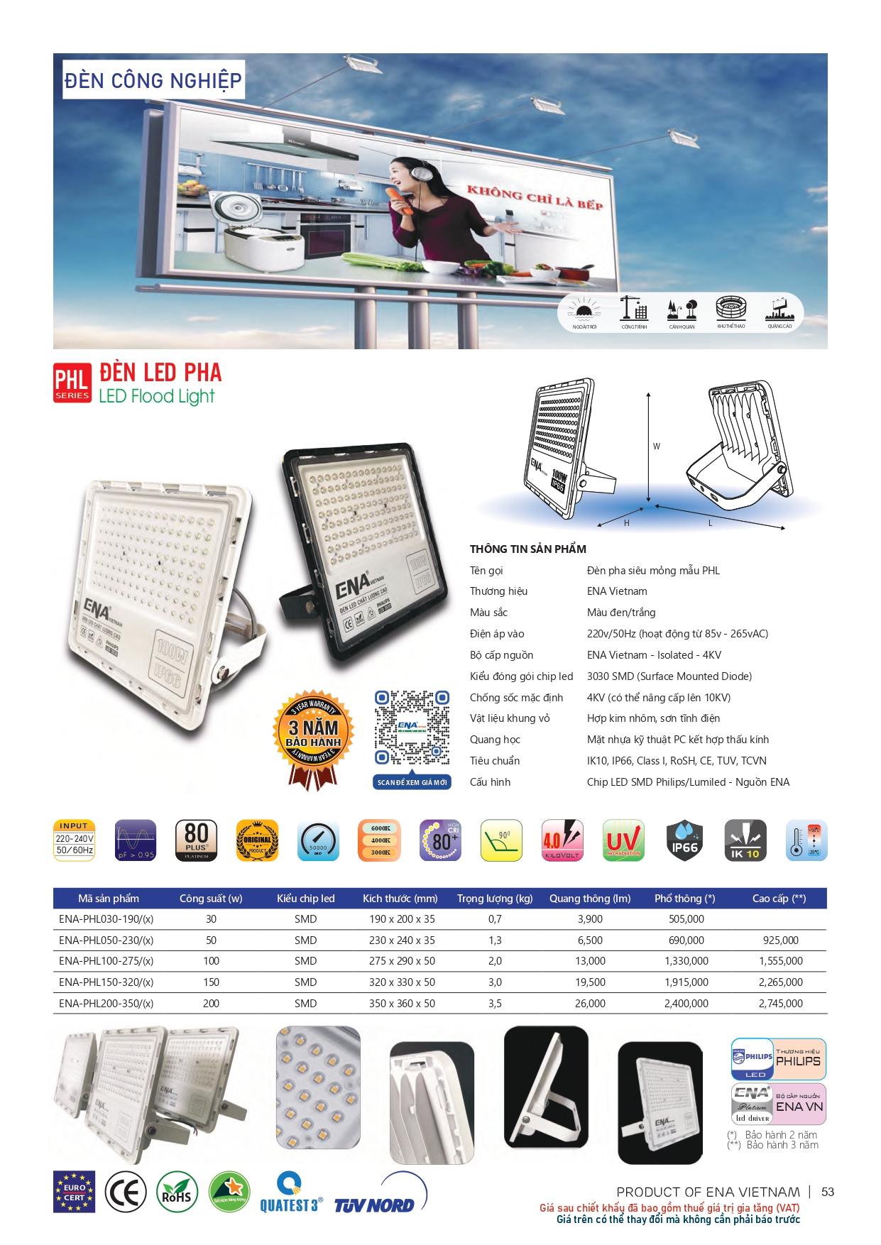 Bảng giá đèn led Ena 2026